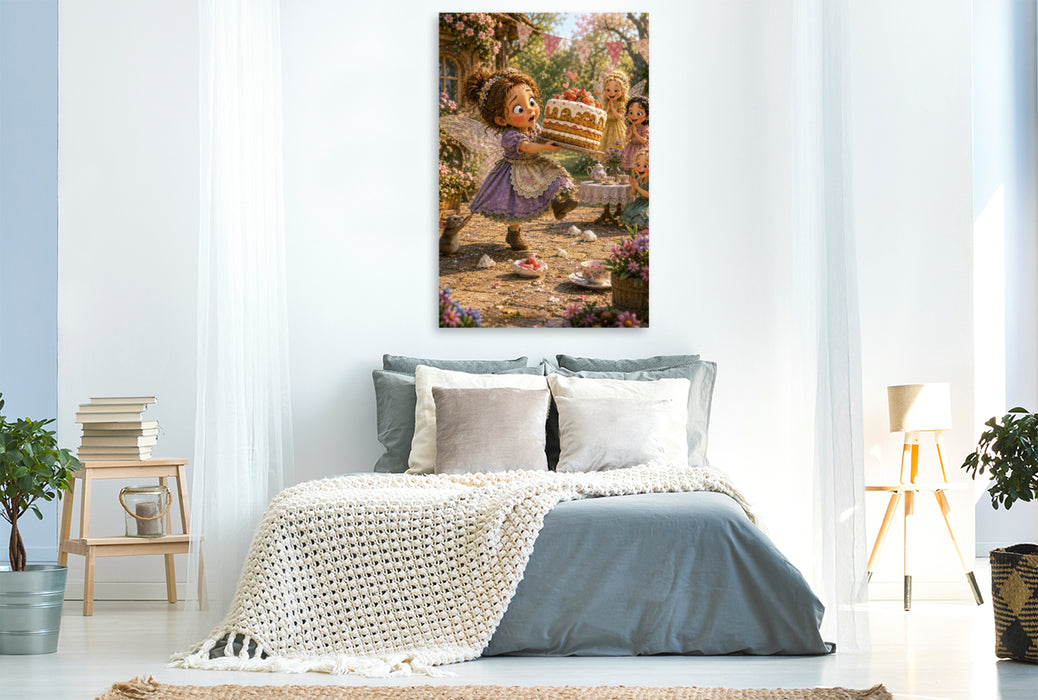 Premium Textil-Leinwand Wackelige Tortenparade