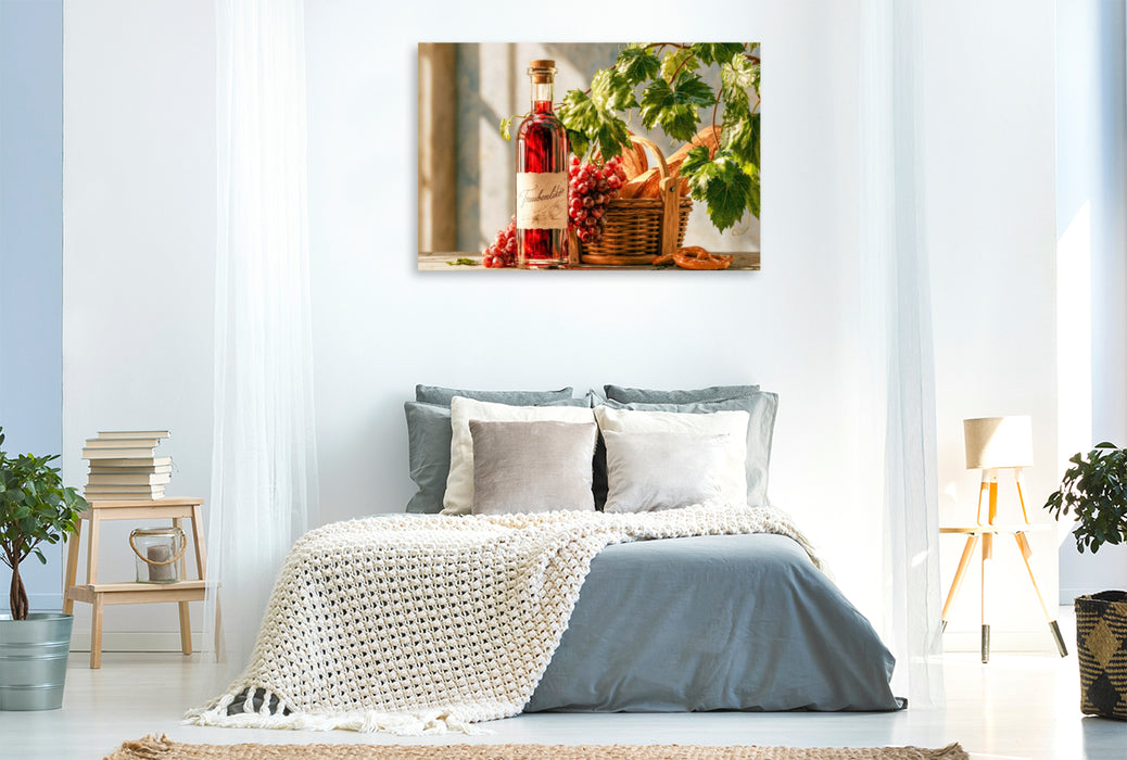 Premium Textil-Leinwand Süße Trauben, ein Hauch Zitrone - ein kleiner Schluck Sommer