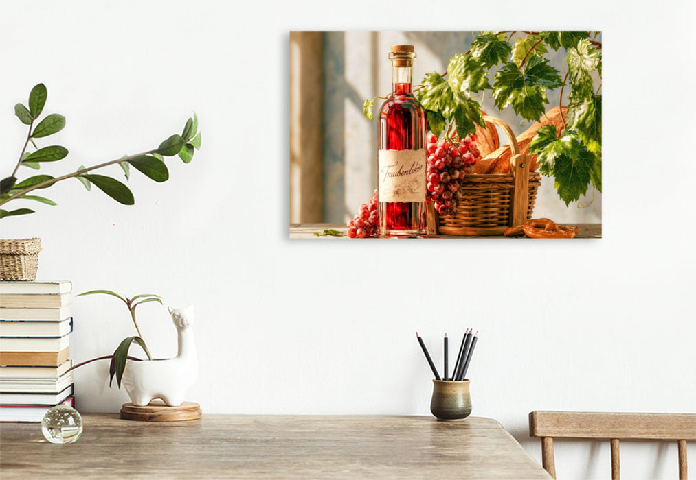 Premium Textil-Leinwand Süße Trauben, ein Hauch Zitrone - ein kleiner Schluck Sommer