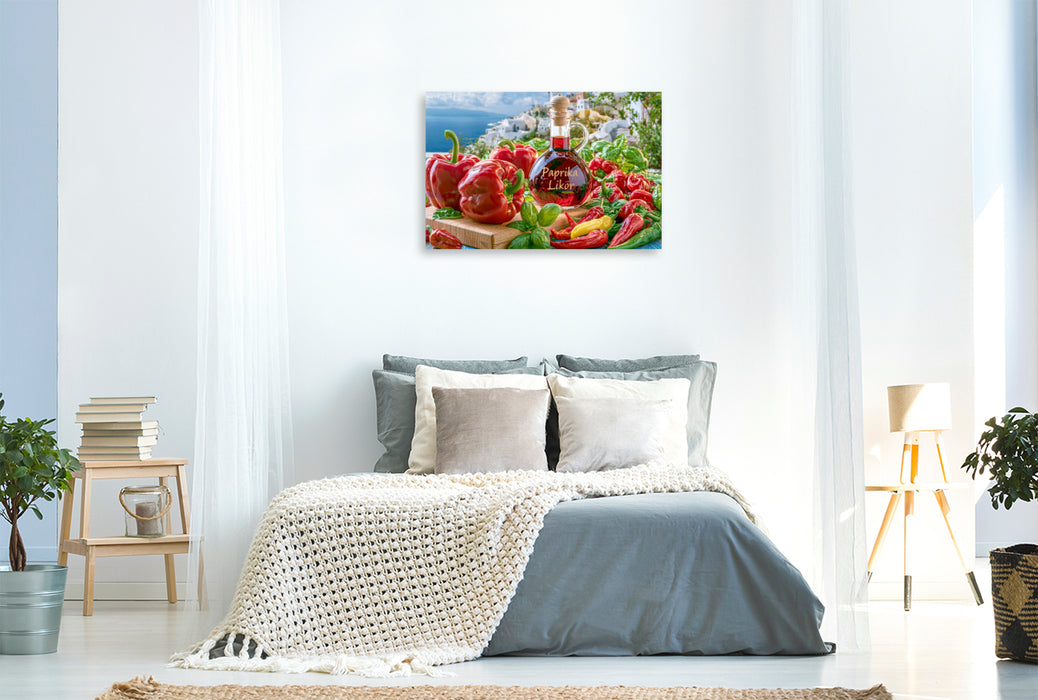 Premium Textil-Leinwand Mutig, fruchtig, feurig - Paprika kann mehr