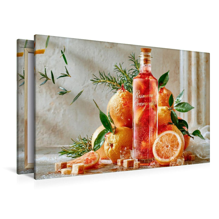 Premium Textil-Leinwand Mediterraner Duft, warme Orange - ein kleiner Urlaub
