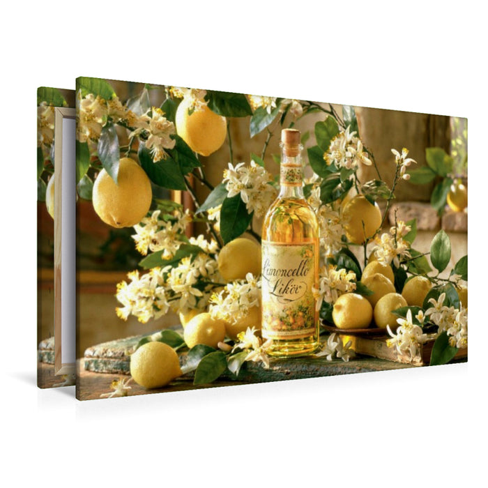 Premium Textil-Leinwand Zitronenduft, Sonnenschein - ein Hauch Italien