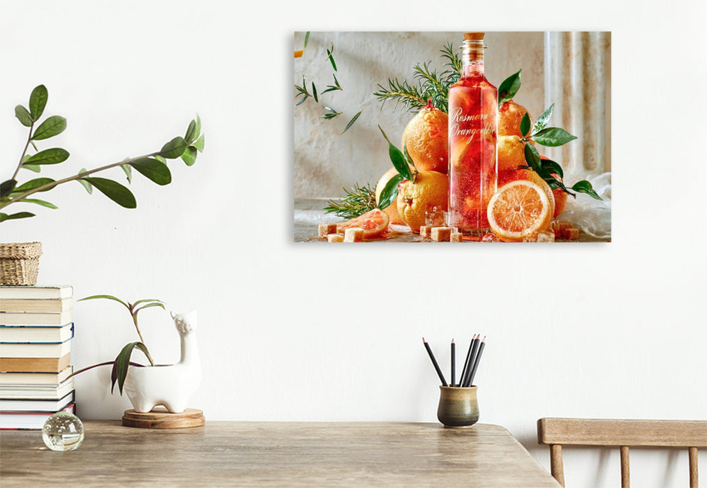 Premium Textil-Leinwand Mediterraner Duft, warme Orange - ein kleiner Urlaub