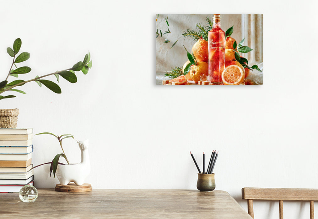 Premium Textil-Leinwand Mediterraner Duft, warme Orange - ein kleiner Urlaub