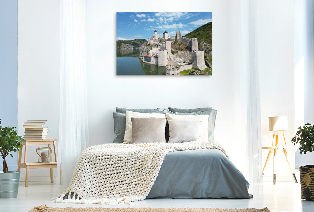 Premium Textil-Leinwand Festung Golubac Serbien