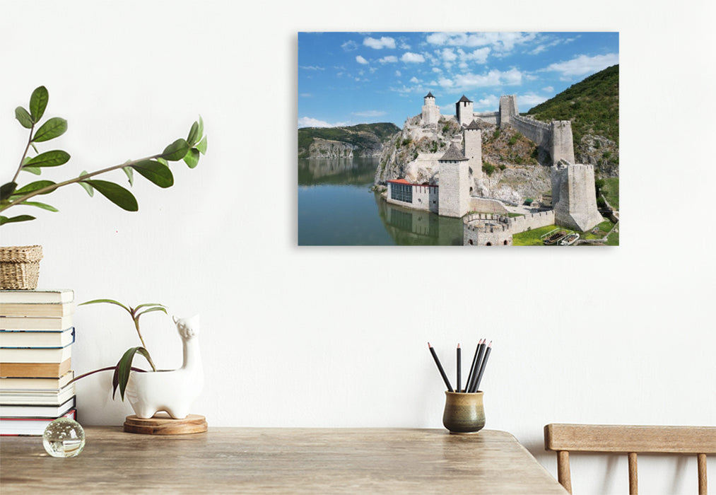 Premium Textil-Leinwand Festung Golubac Serbien