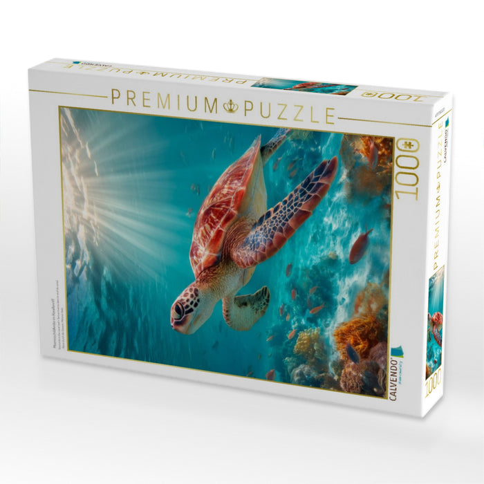 Meeresschildkröte im Korallenriff - CALVENDO Foto-Puzzle'