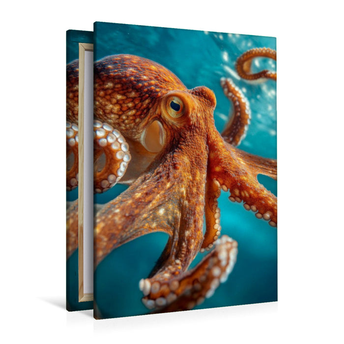 Premium Textil-Leinwand Oktopus in Bewegung