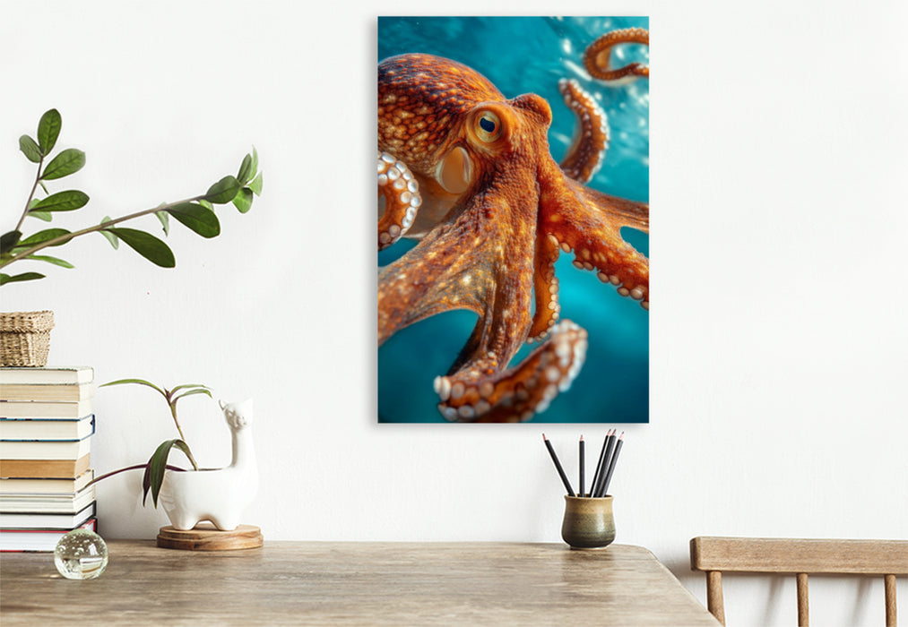 Premium Textil-Leinwand Oktopus in Bewegung