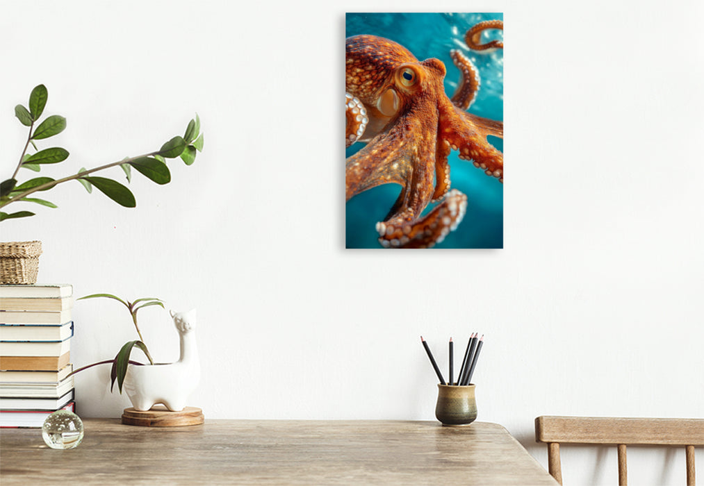 Premium Textil-Leinwand Oktopus in Bewegung