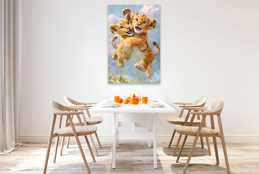Premium Textil-Leinwand Entzückende Tierbaby Illustrationen