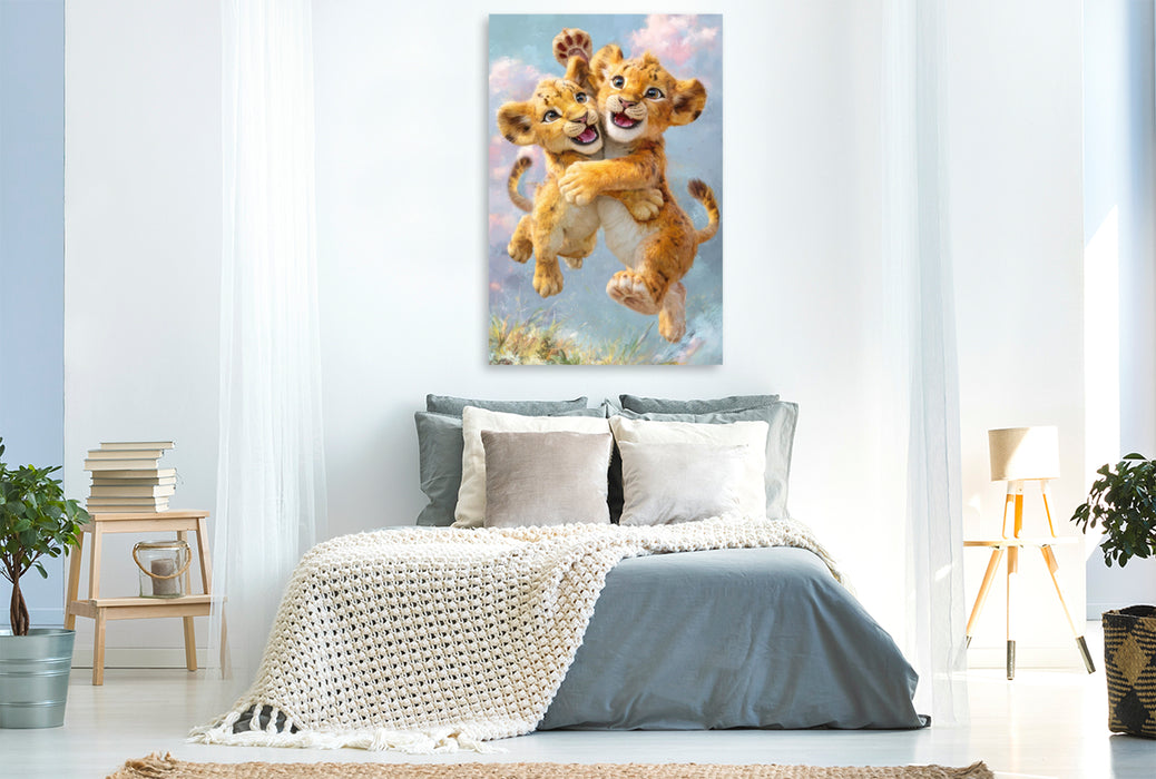 Premium Textil-Leinwand Entzückende Tierbaby Illustrationen