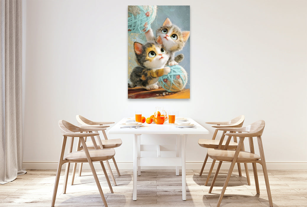 Premium Textil-Leinwand Entzückende Tierbaby Illustrationen