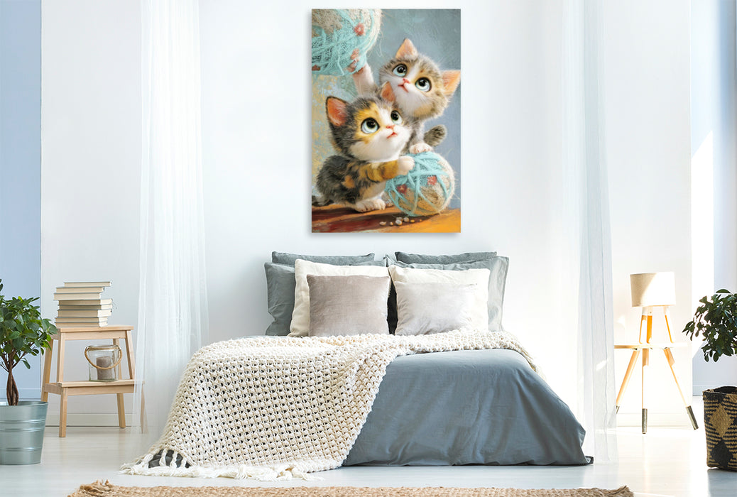Premium Textil-Leinwand Entzückende Tierbaby Illustrationen