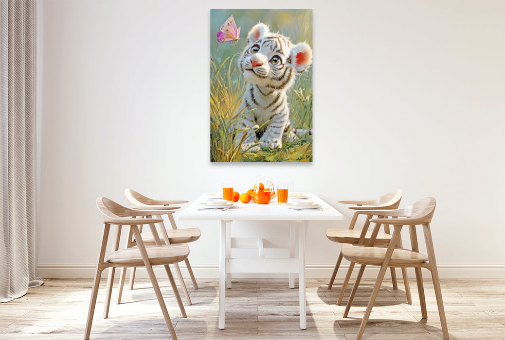 Premium Textil-Leinwand Entzückende Tierbaby Illustrationen