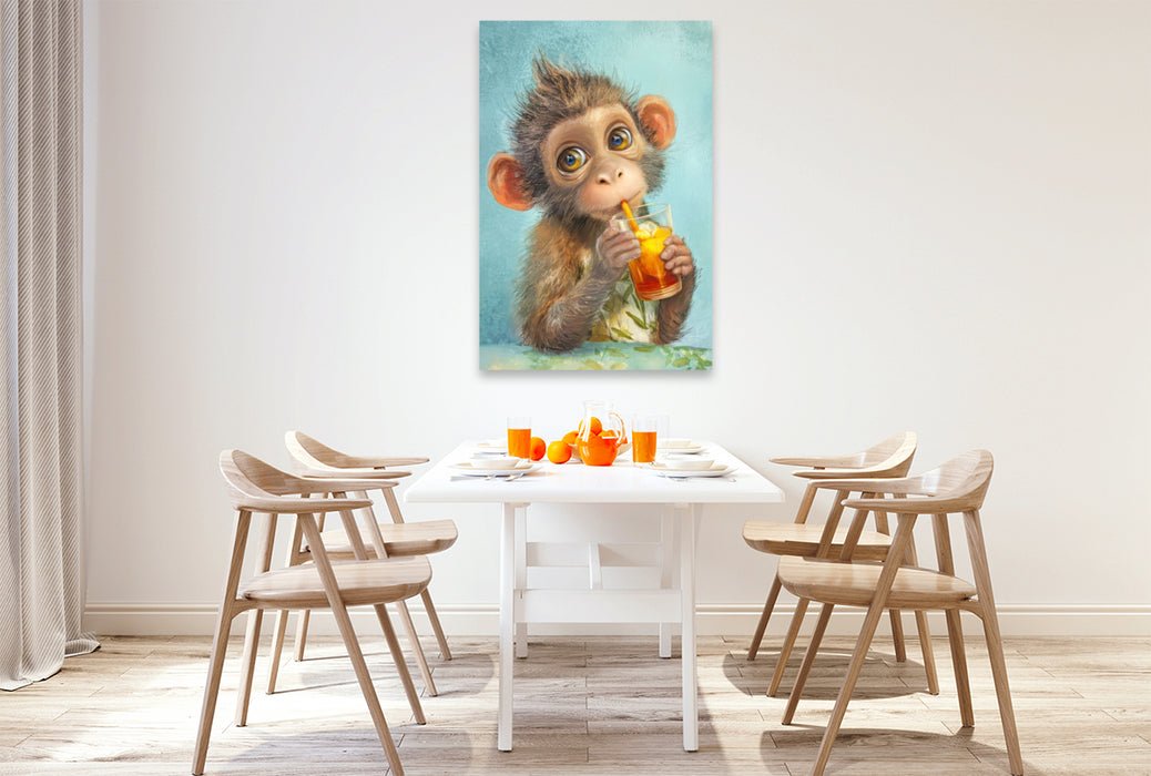 Premium Textil-Leinwand Entzückende Tierbaby Illustrationen