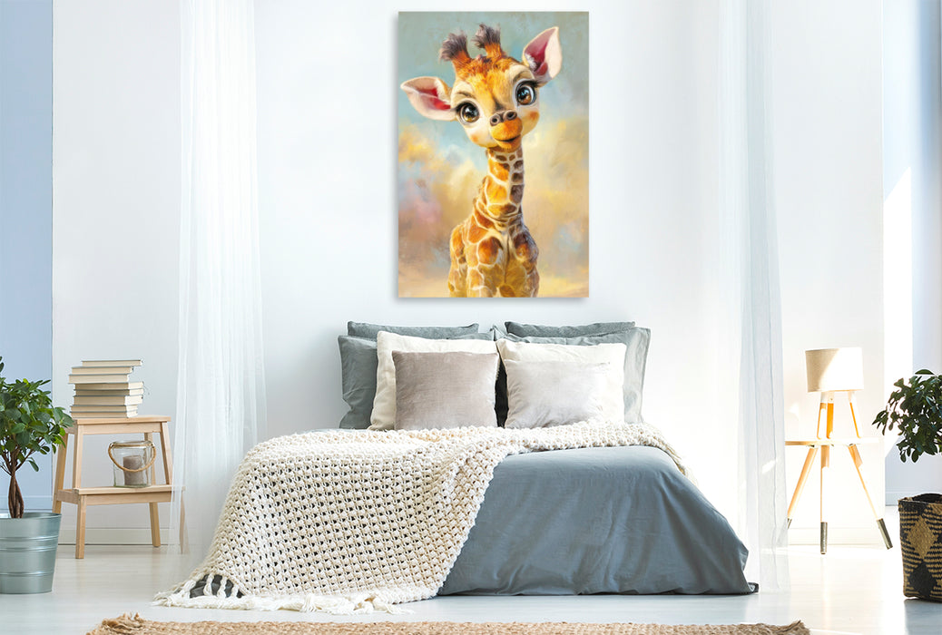 Premium Textil-Leinwand Entzückende Tierbaby Illustrationen