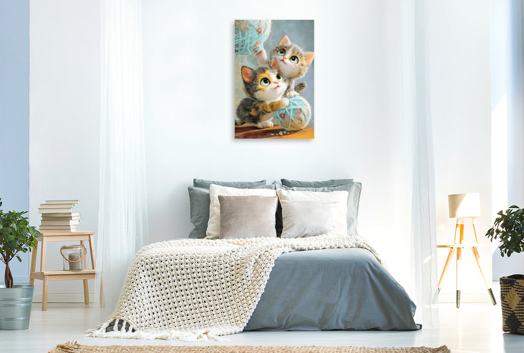 Premium Textil-Leinwand Entzückende Tierbaby Illustrationen