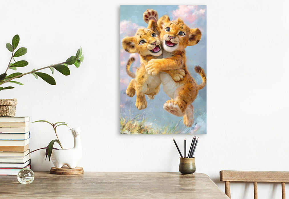 Premium Textil-Leinwand Entzückende Tierbaby Illustrationen