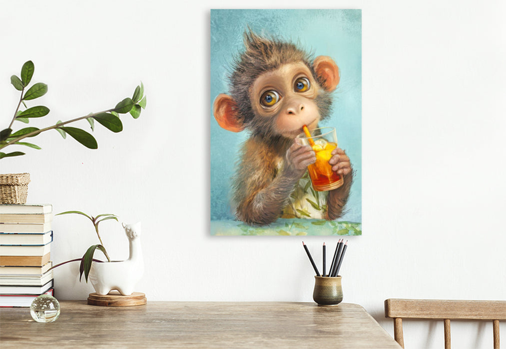 Premium Textil-Leinwand Entzückende Tierbaby Illustrationen