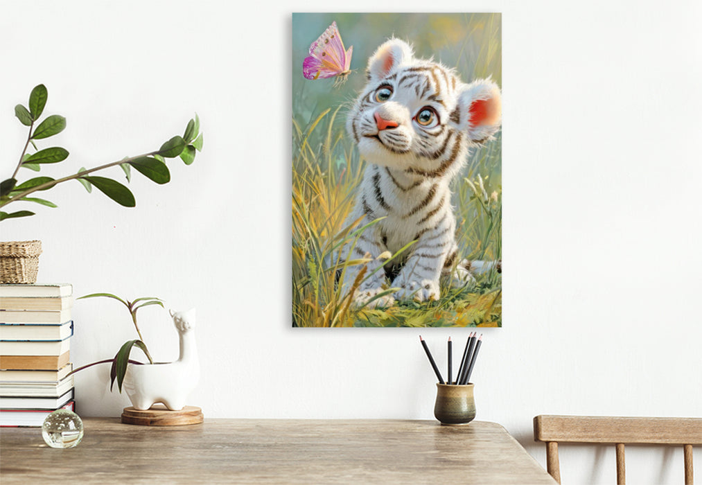 Premium Textil-Leinwand Entzückende Tierbaby Illustrationen