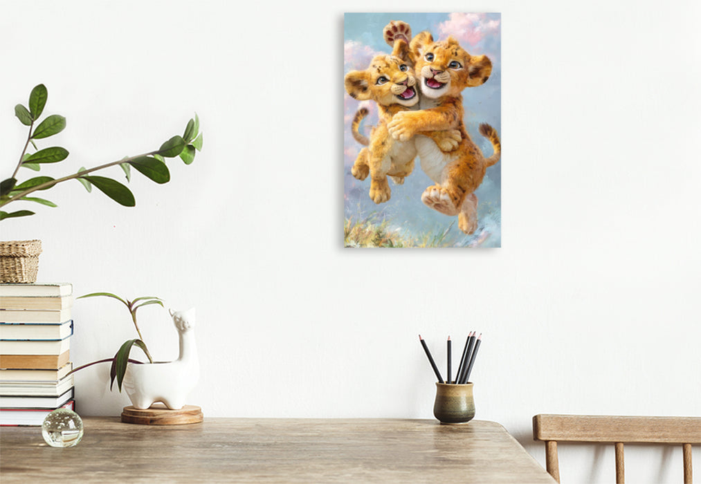 Premium Textil-Leinwand Entzückende Tierbaby Illustrationen