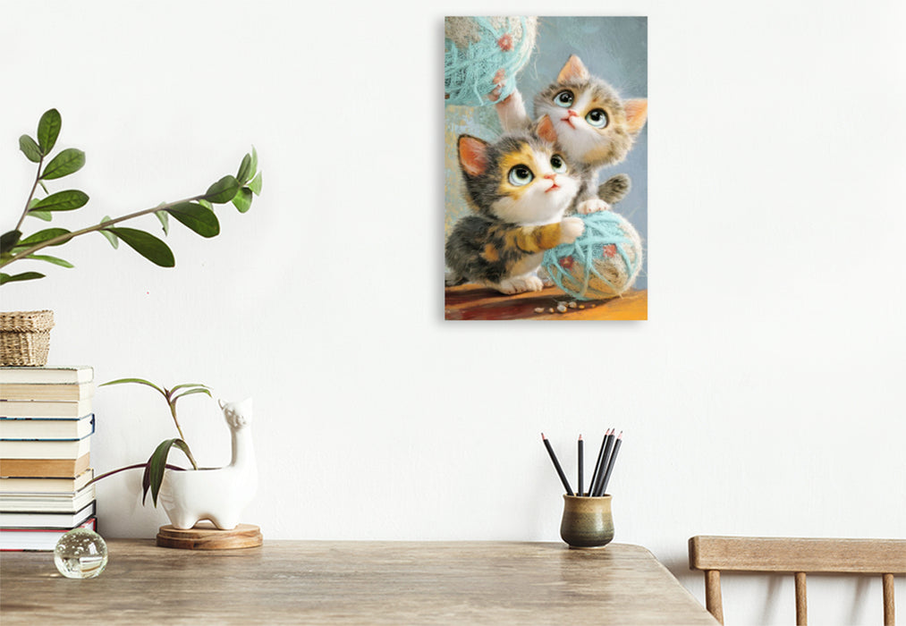 Premium Textil-Leinwand Entzückende Tierbaby Illustrationen