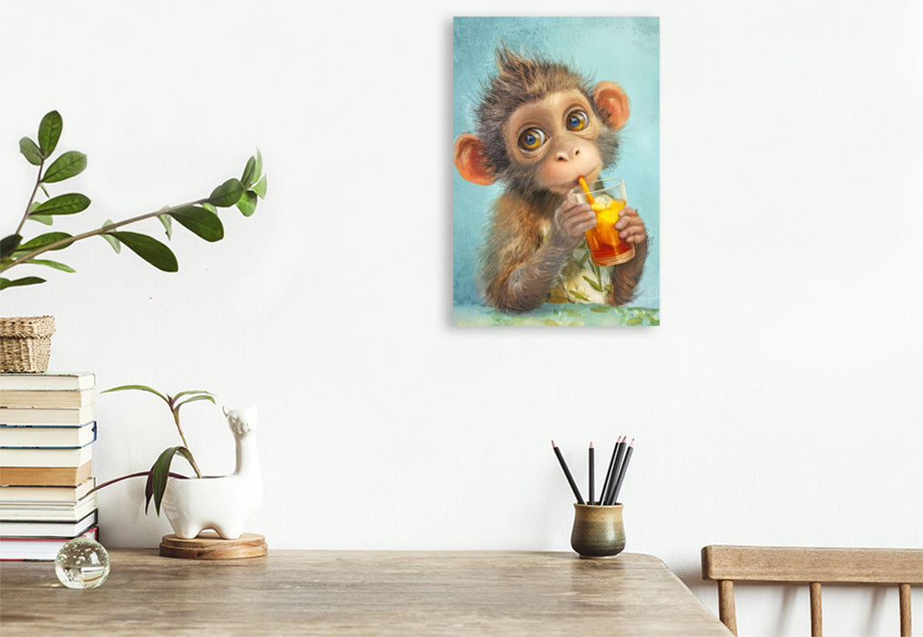 Premium Textil-Leinwand Entzückende Tierbaby Illustrationen