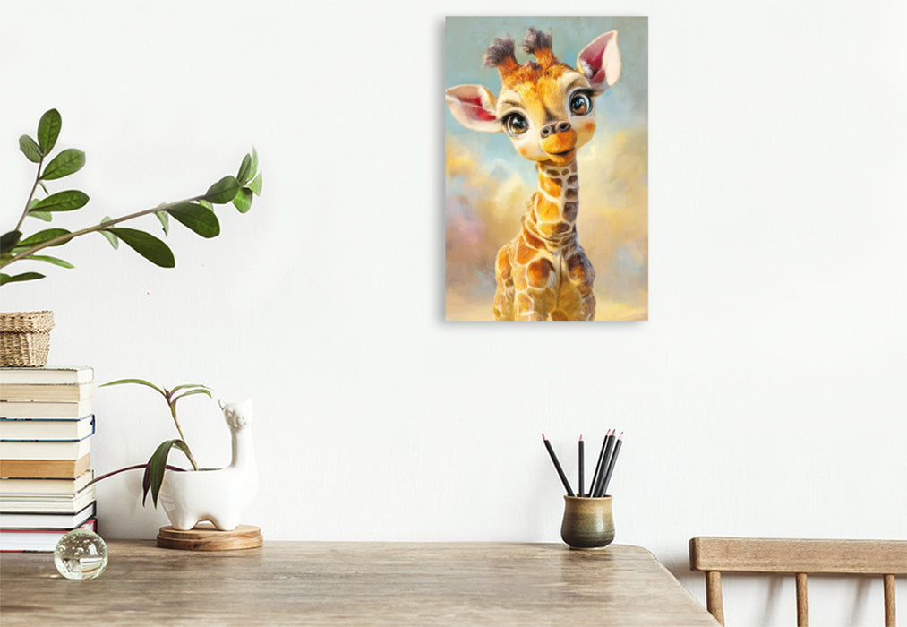Premium Textil-Leinwand Entzückende Tierbaby Illustrationen
