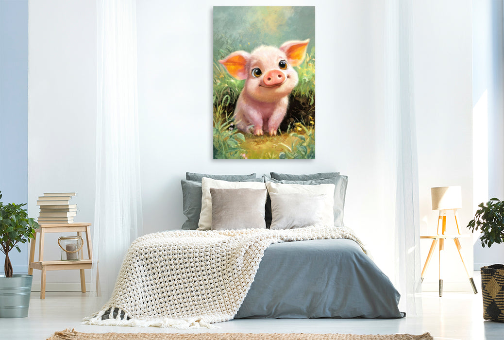 Premium Textil-Leinwand Entzückende Tierbaby Illustrationen