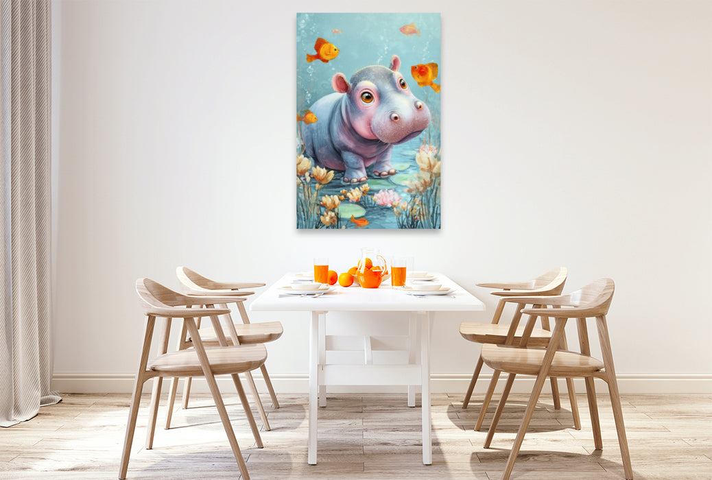Premium Textil-Leinwand Entzückende Tierbaby Illustrationen