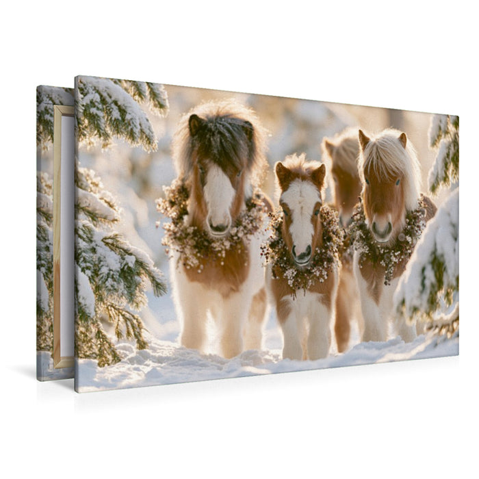 Premium Textil-Leinwand Weihnachtszauber auf Hufen