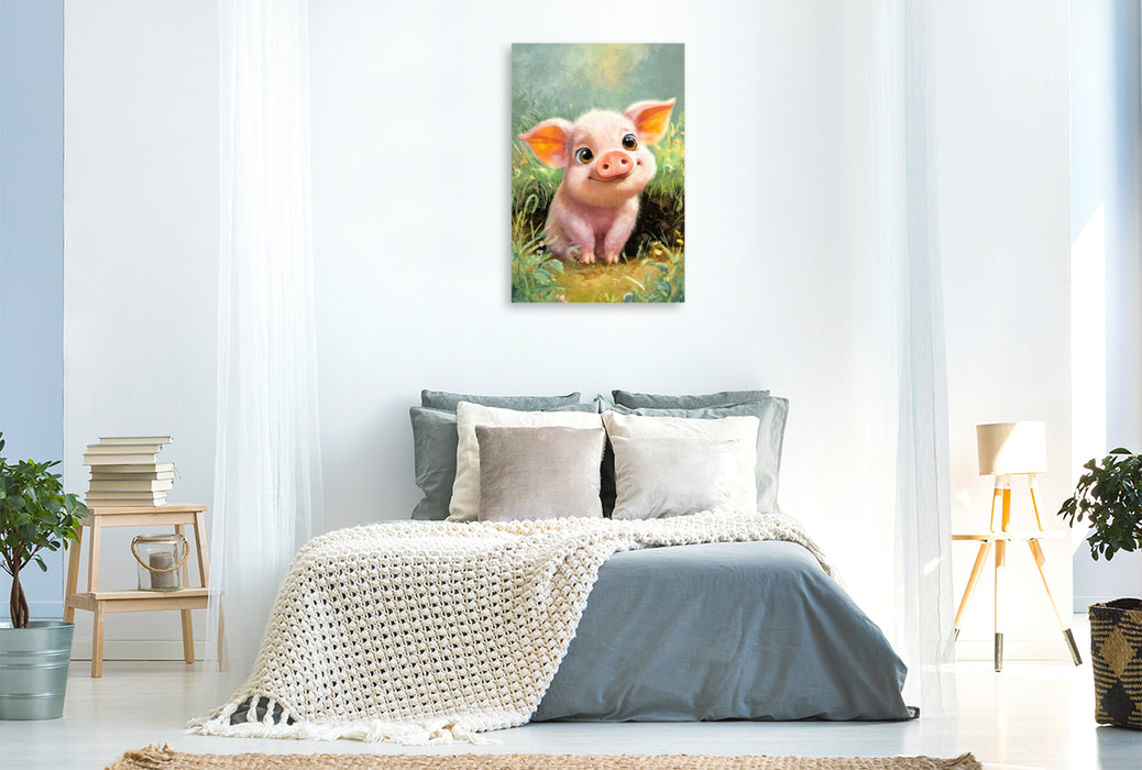 Premium Textil-Leinwand Entzückende Tierbaby Illustrationen