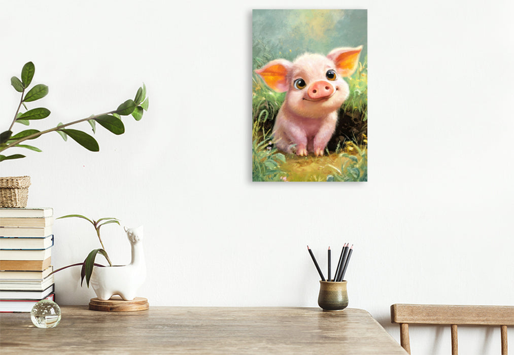 Premium Textil-Leinwand Entzückende Tierbaby Illustrationen