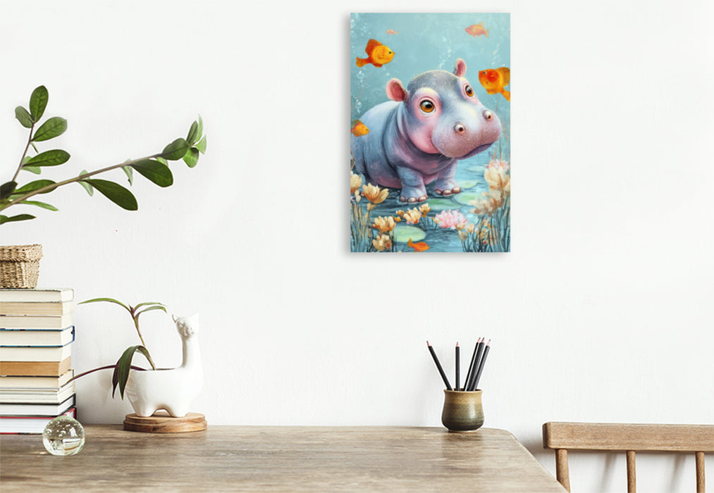 Premium Textil-Leinwand Entzückende Tierbaby Illustrationen
