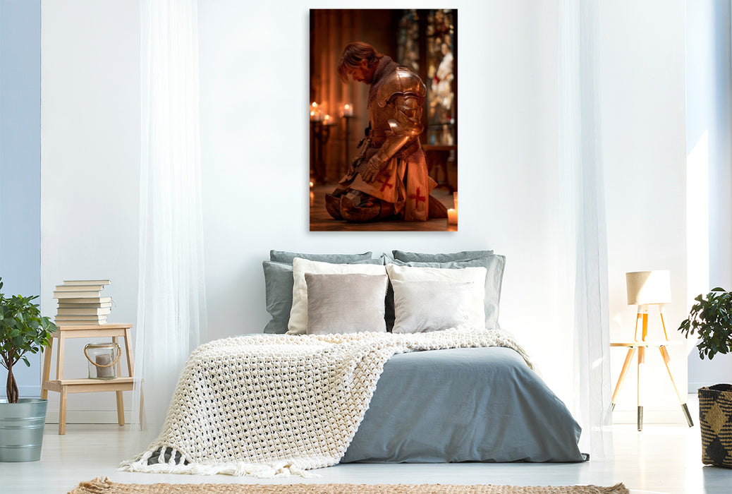 Premium Textil-Leinwand Ritter - Zwischen Glaube und Schwert