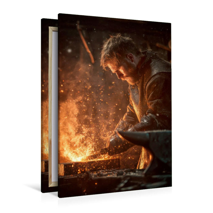 Premium Textil-Leinwand Ritter - Kunst des Waffenschmieds