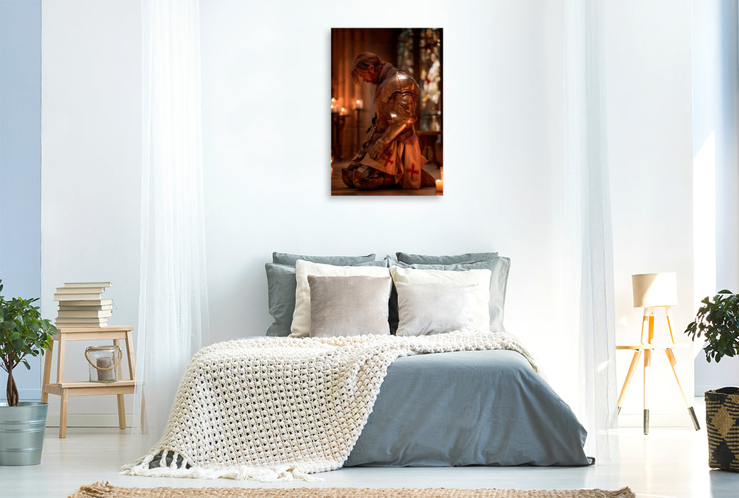 Premium Textil-Leinwand Ritter - Zwischen Glaube und Schwert