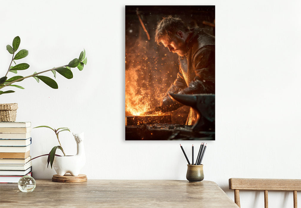 Premium Textil-Leinwand Ritter - Kunst des Waffenschmieds
