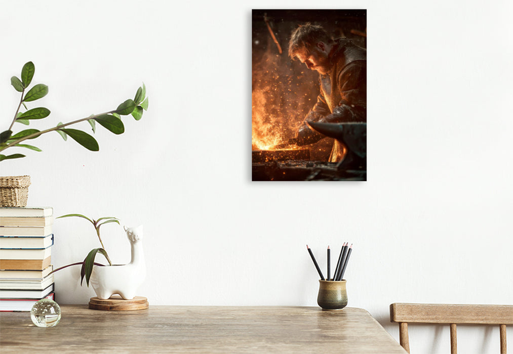 Premium Textil-Leinwand Ritter - Kunst des Waffenschmieds
