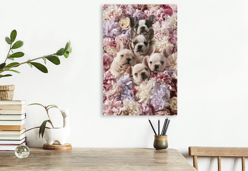 Premium Textil-Leinwand Ein Motiv aus dem Kalender Ein Herz für Buldoggen