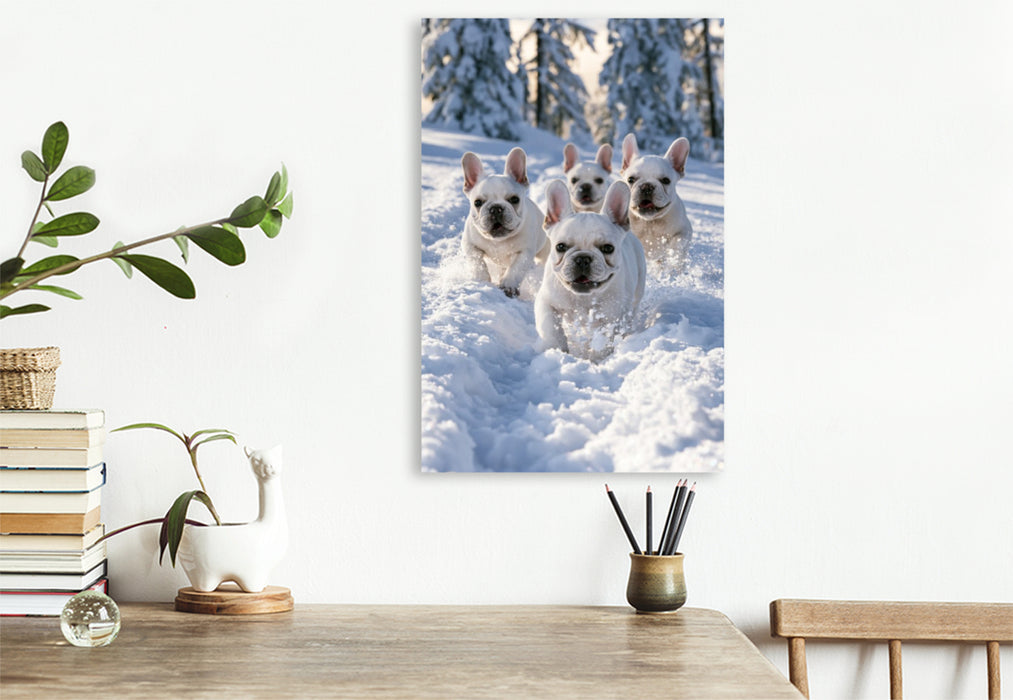 Premium Textil-Leinwand Ein Motiv aus dem Kalender Ein Herz für Buldoggen