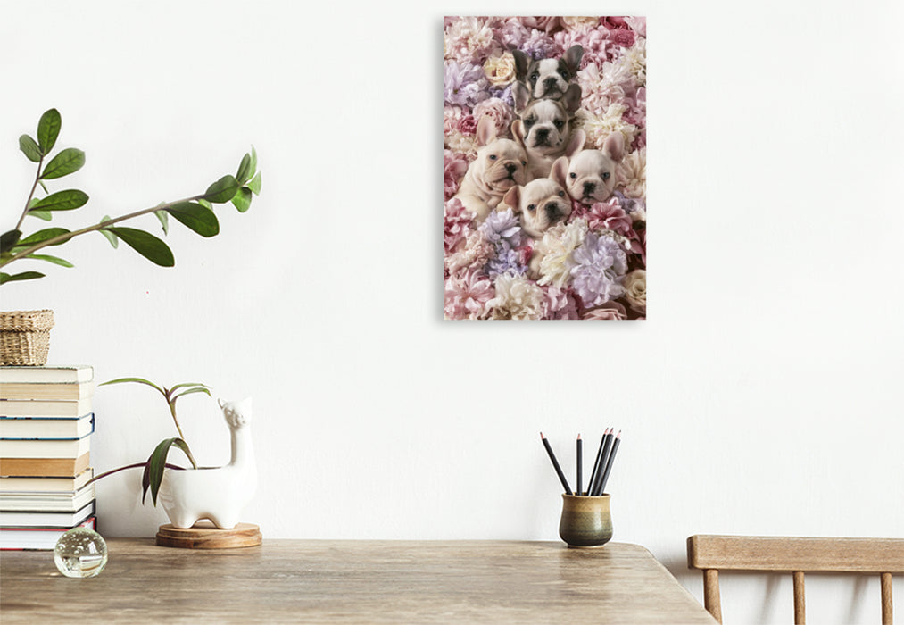 Premium Textil-Leinwand Ein Motiv aus dem Kalender Ein Herz für Buldoggen