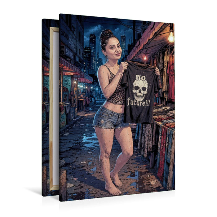 Premium Textil-Leinwand Rebellische Gailana: Das letzte Hemd zeigt einen Totenkopf.