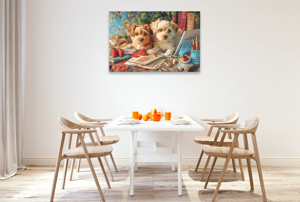 Premium Textil-Leinwand Niedliche Tierwohnungen