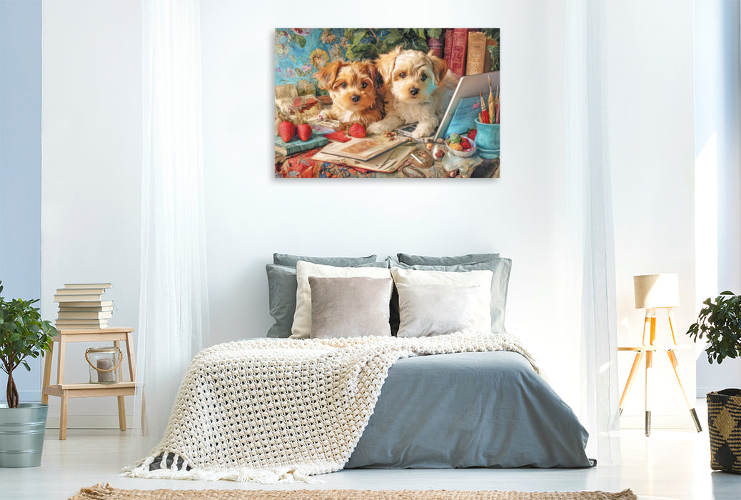 Premium Textil-Leinwand Niedliche Tierwohnungen