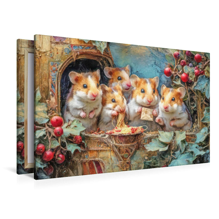 Premium Textil-Leinwand Niedliche Tierwohnungen