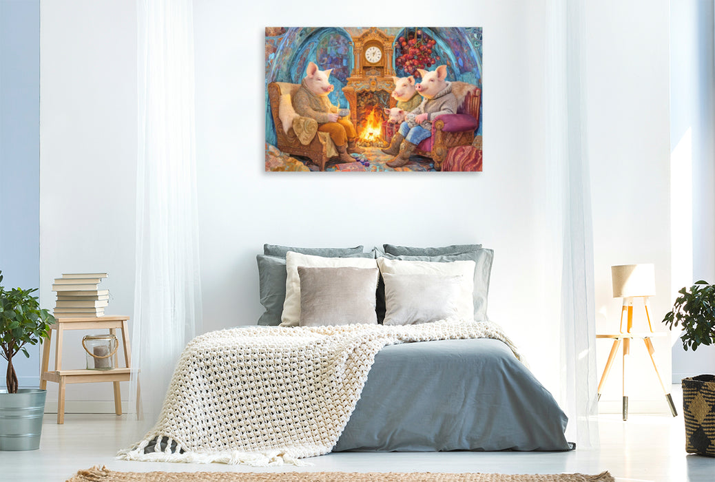 Premium Textil-Leinwand Niedliche Tierwohnungen