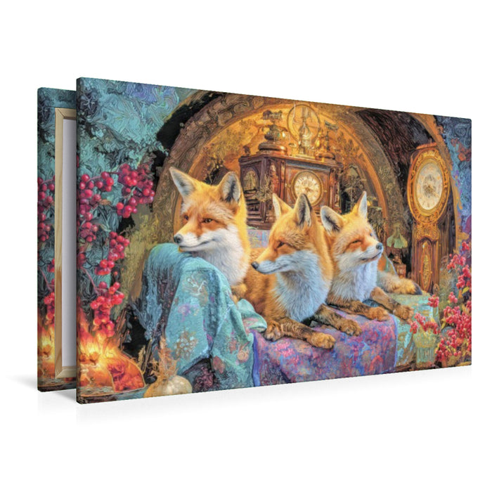 Premium Textil-Leinwand Niedliche Tierwohnungen