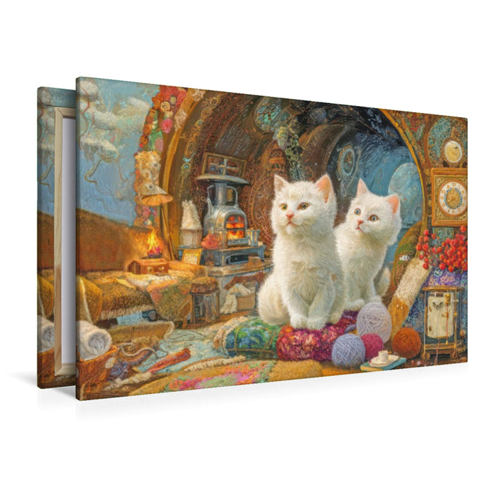 Premium Textil-Leinwand Niedliche Tierwohnungen